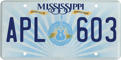 MS license plate APL603