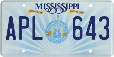 MS license plate APL643