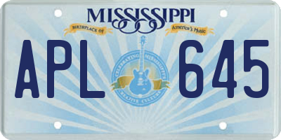 MS license plate APL645