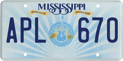 MS license plate APL670