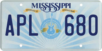MS license plate APL680