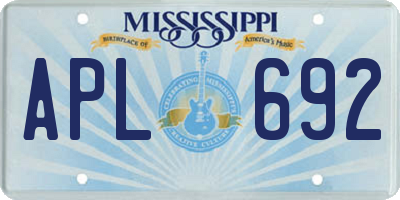 MS license plate APL692
