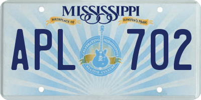MS license plate APL702