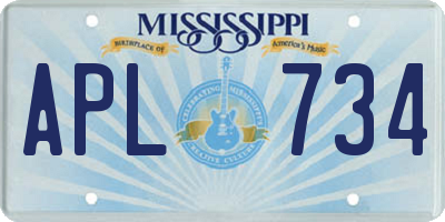 MS license plate APL734