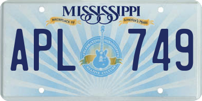 MS license plate APL749
