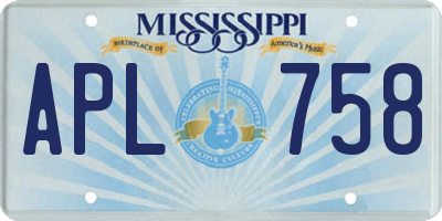 MS license plate APL758