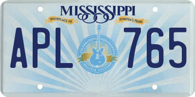 MS license plate APL765