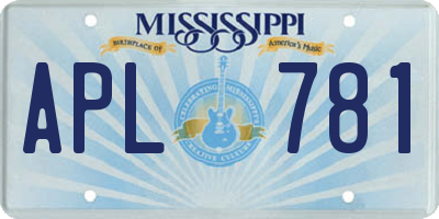 MS license plate APL781