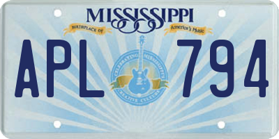 MS license plate APL794