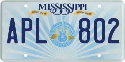 MS license plate APL802