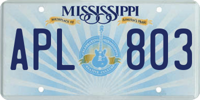 MS license plate APL803