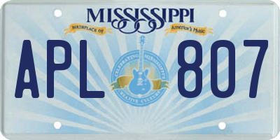 MS license plate APL807
