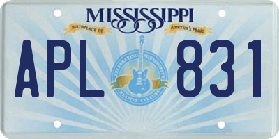 MS license plate APL831
