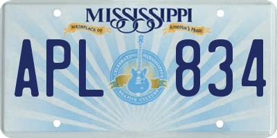 MS license plate APL834