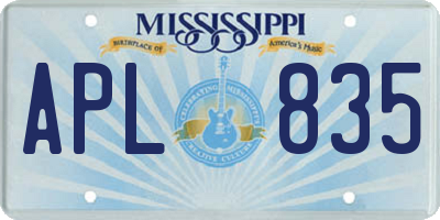 MS license plate APL835