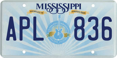 MS license plate APL836