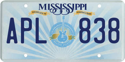 MS license plate APL838