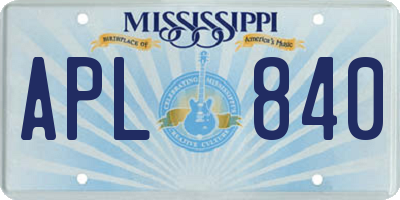 MS license plate APL840