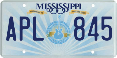 MS license plate APL845