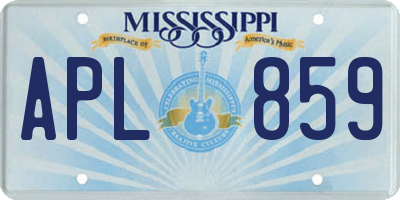 MS license plate APL859
