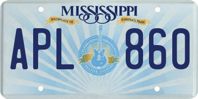 MS license plate APL860