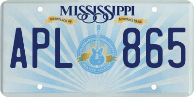 MS license plate APL865