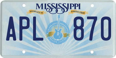 MS license plate APL870