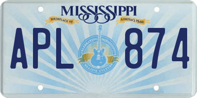 MS license plate APL874
