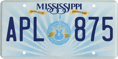 MS license plate APL875