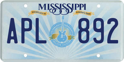 MS license plate APL892