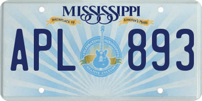MS license plate APL893