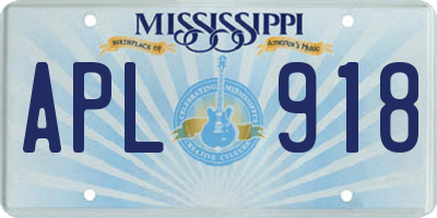 MS license plate APL918