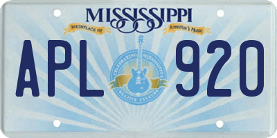 MS license plate APL920