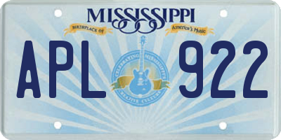 MS license plate APL922