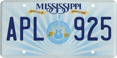 MS license plate APL925
