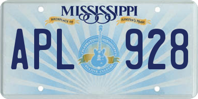 MS license plate APL928