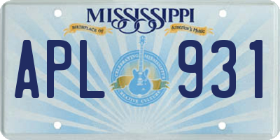 MS license plate APL931