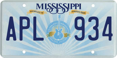 MS license plate APL934