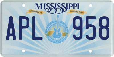 MS license plate APL958