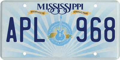 MS license plate APL968