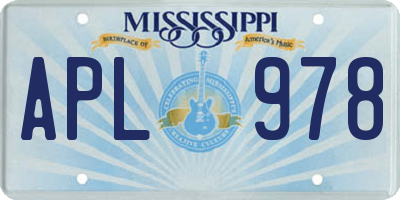 MS license plate APL978