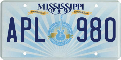 MS license plate APL980