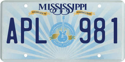 MS license plate APL981