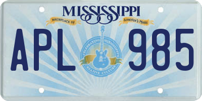 MS license plate APL985