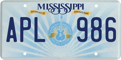 MS license plate APL986