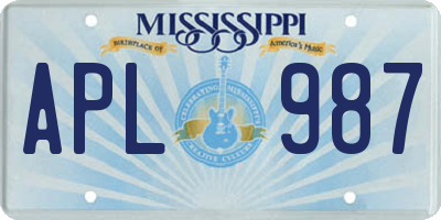 MS license plate APL987