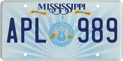 MS license plate APL989