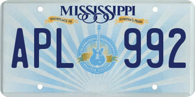 MS license plate APL992
