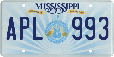 MS license plate APL993