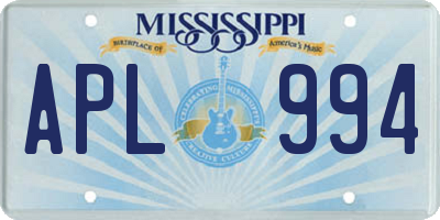 MS license plate APL994